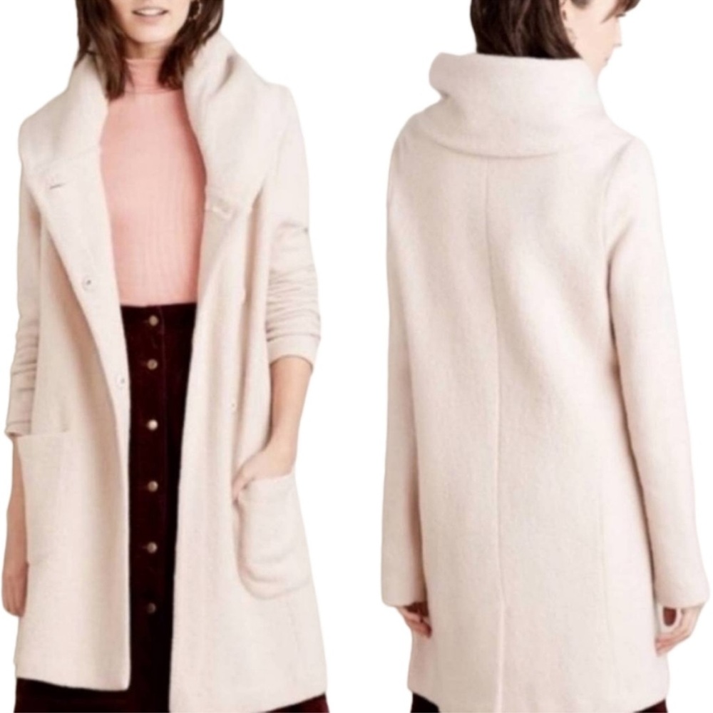 Moth Anthropologie Cream Textured Wool Coat Jacket Size XS
